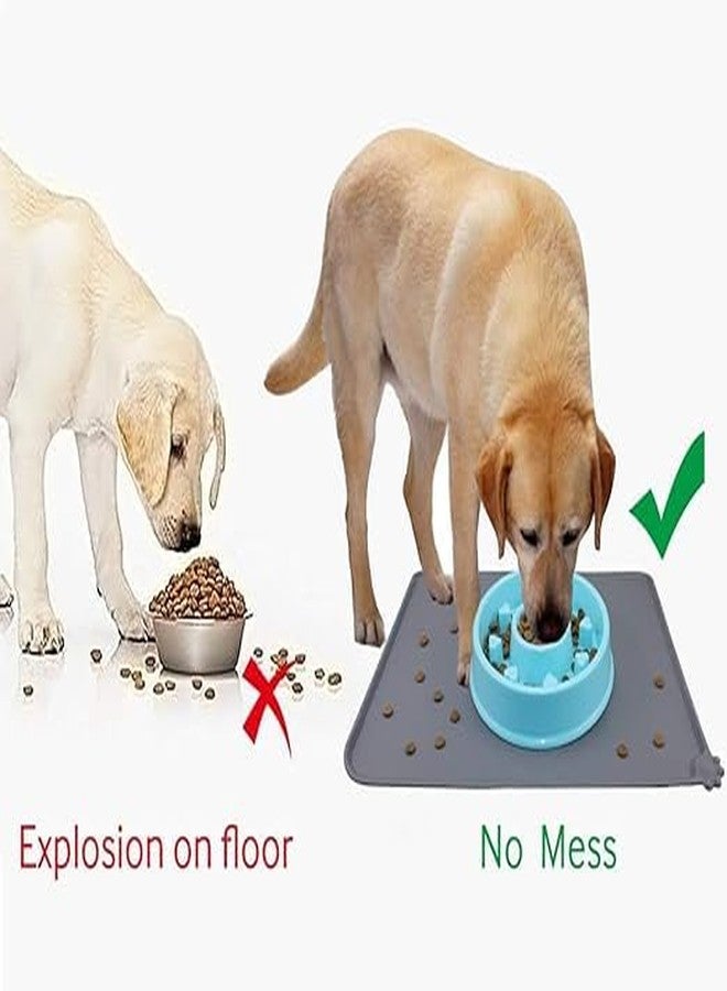 Bindex Silicone Pet Feeding Mat, Waterproof Dog Cat Food Mat with Raised Edges, Dog Cat Water Bowl Placemats, Dog Cat Feeding Mats for Food and Water Prevent Spill (47 x 30 cm) - Image 4